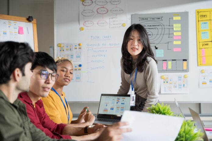 Startup team working in office